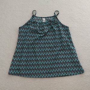 Green and Black Chevron Spaghetti Strap Blouse